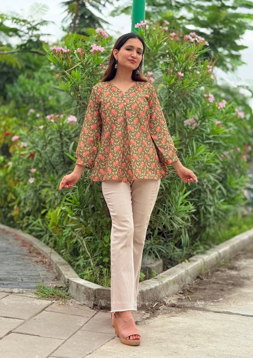 Garden Floral Cotton Top