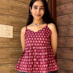 Wine Strap Peplum Top