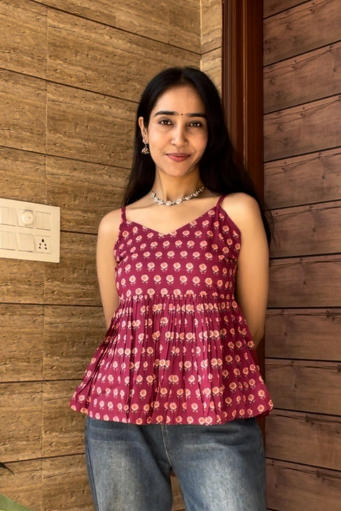 Wine Strap Peplum Top