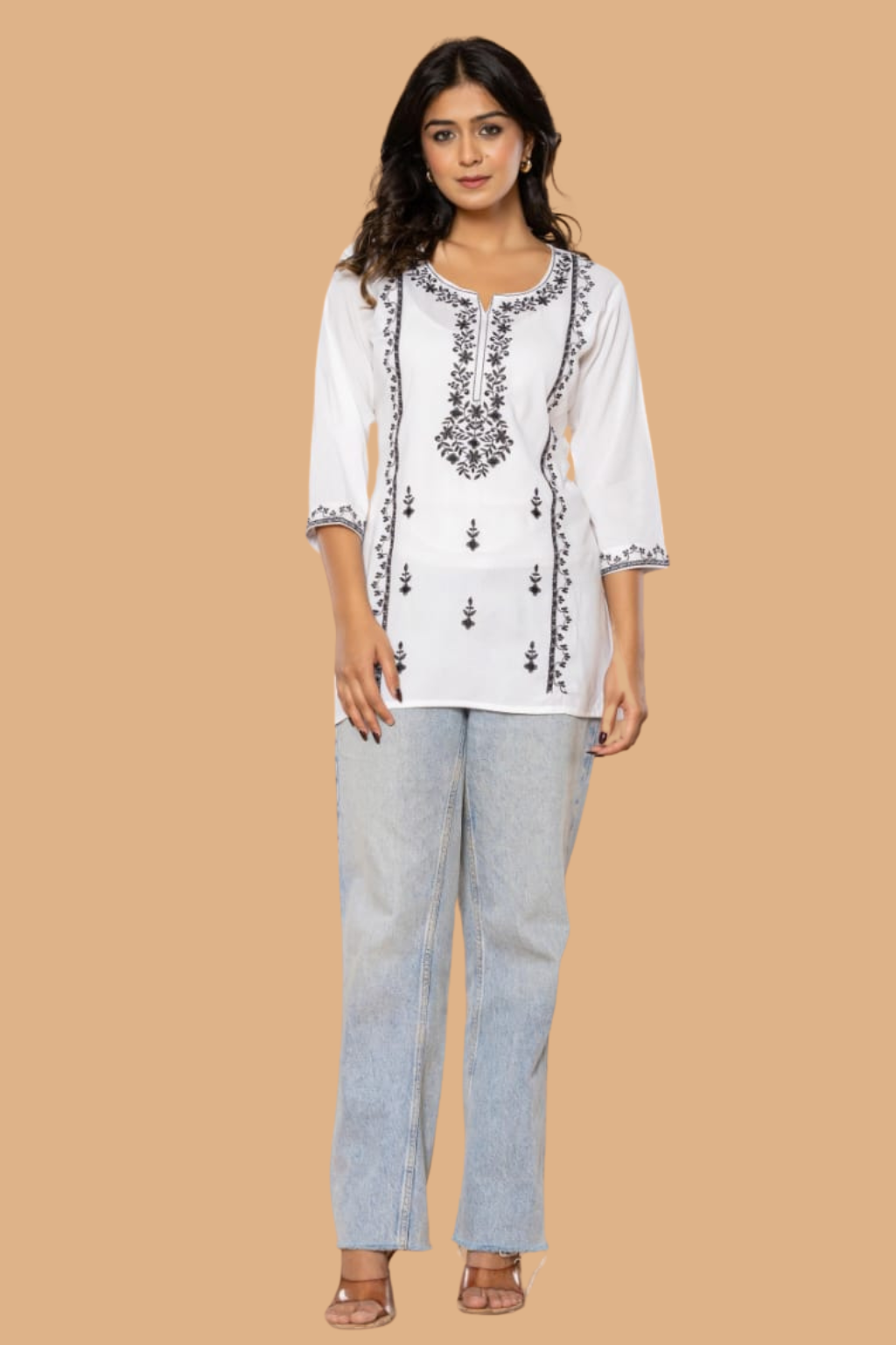 White Bloom Embroidery Top