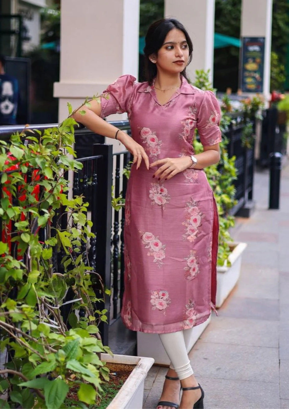 Pink Flower Kurti