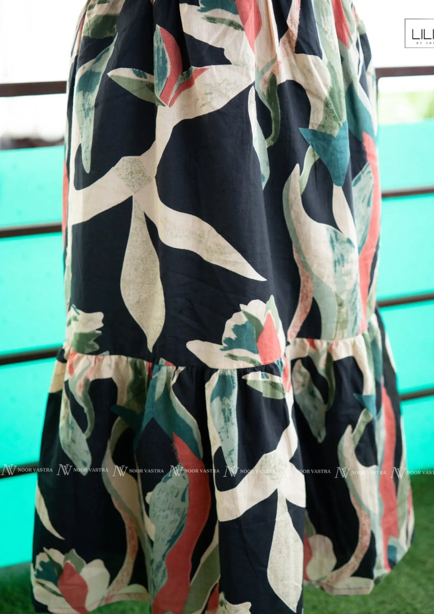 Black Floral Cotton Maxi