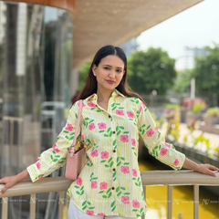 Yellow Flower Cotton Short Top