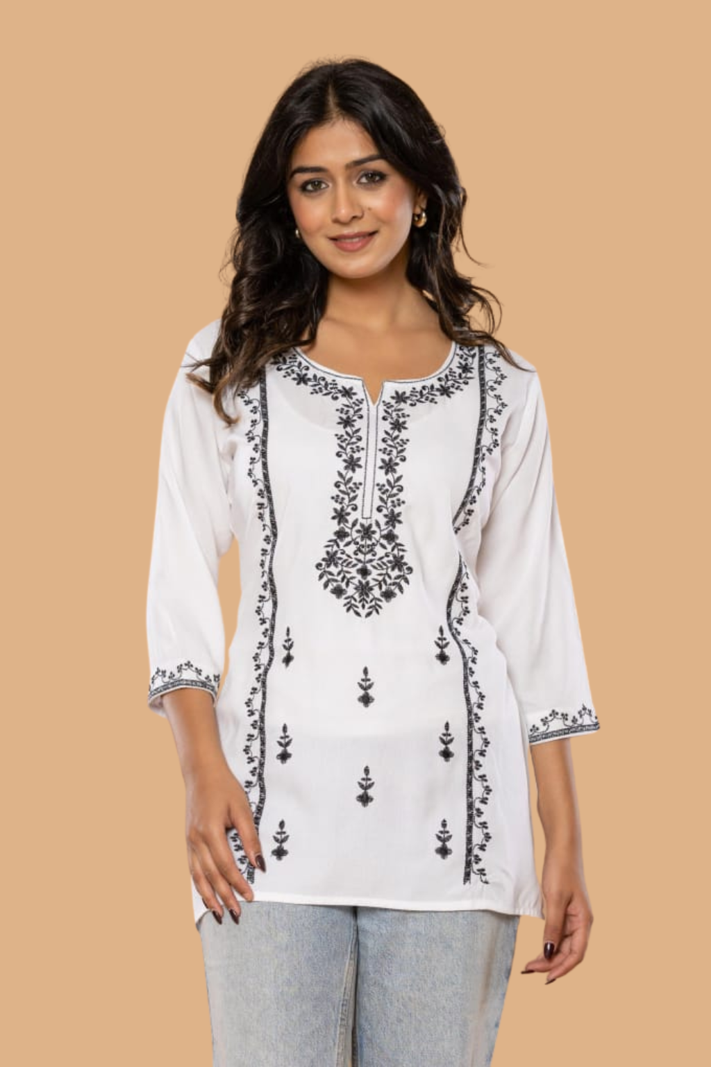 White Bloom Embroidery Top