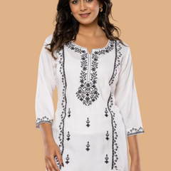 White Bloom Embroidery Top