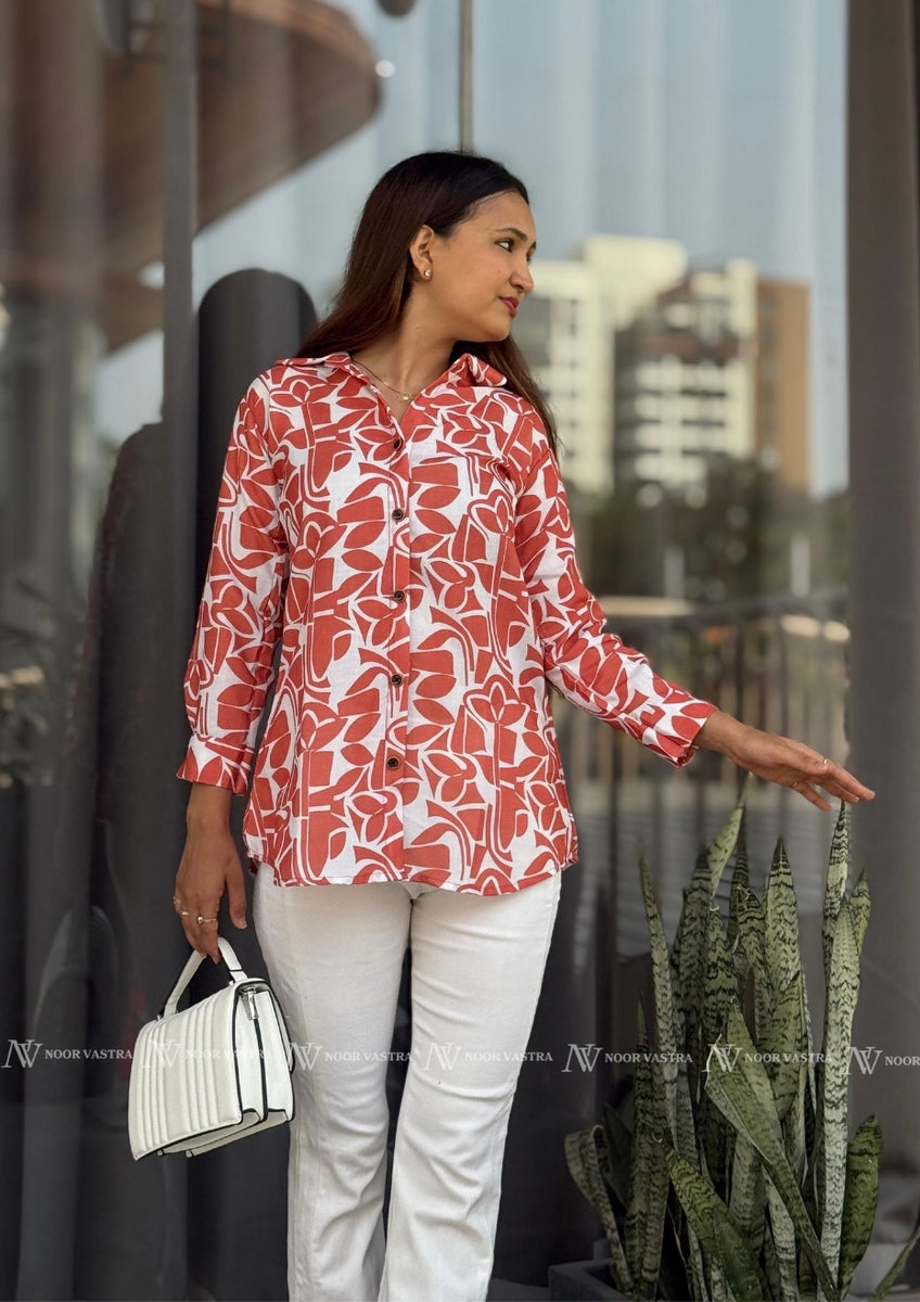 Orange Petal Cotton Short Top