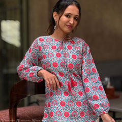 Teal Garden Grace Cotton Top