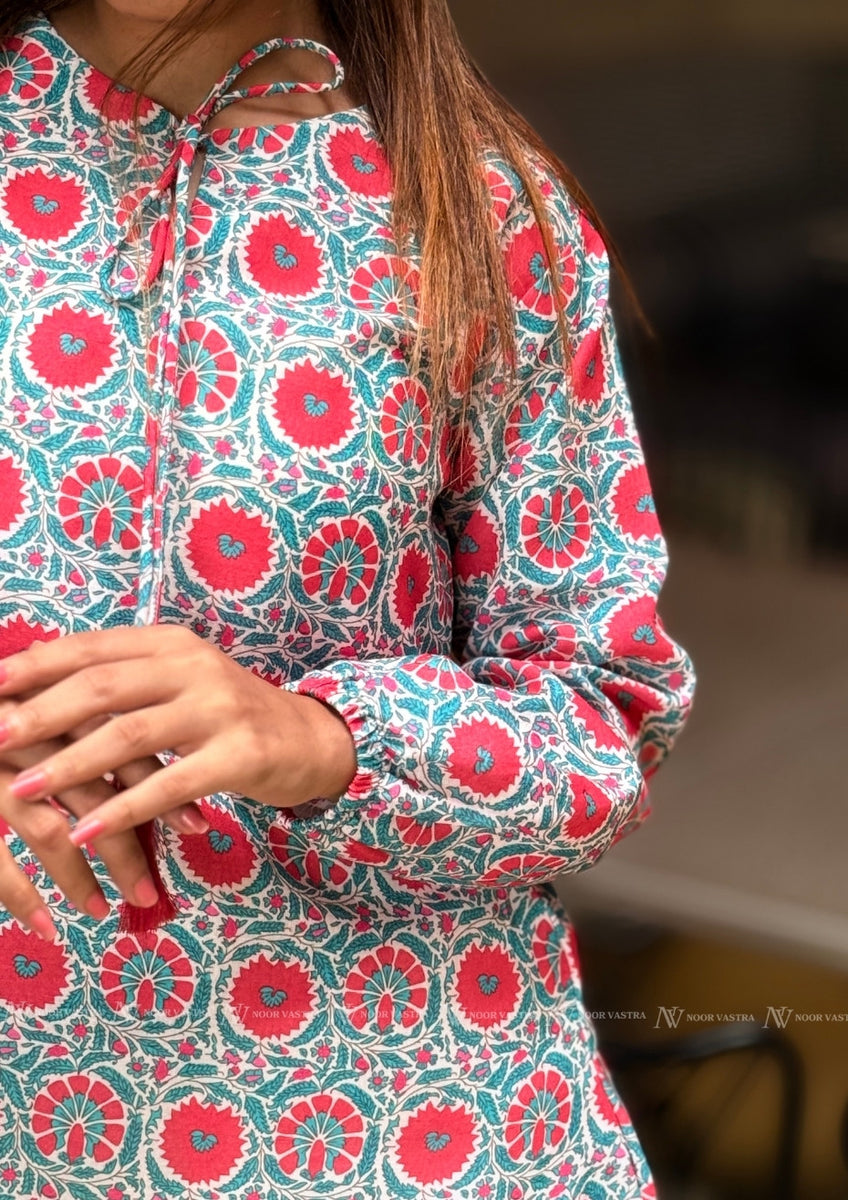 Teal Garden Grace Cotton Top