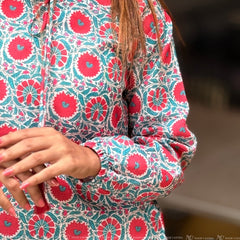 Teal Garden Grace Cotton Top