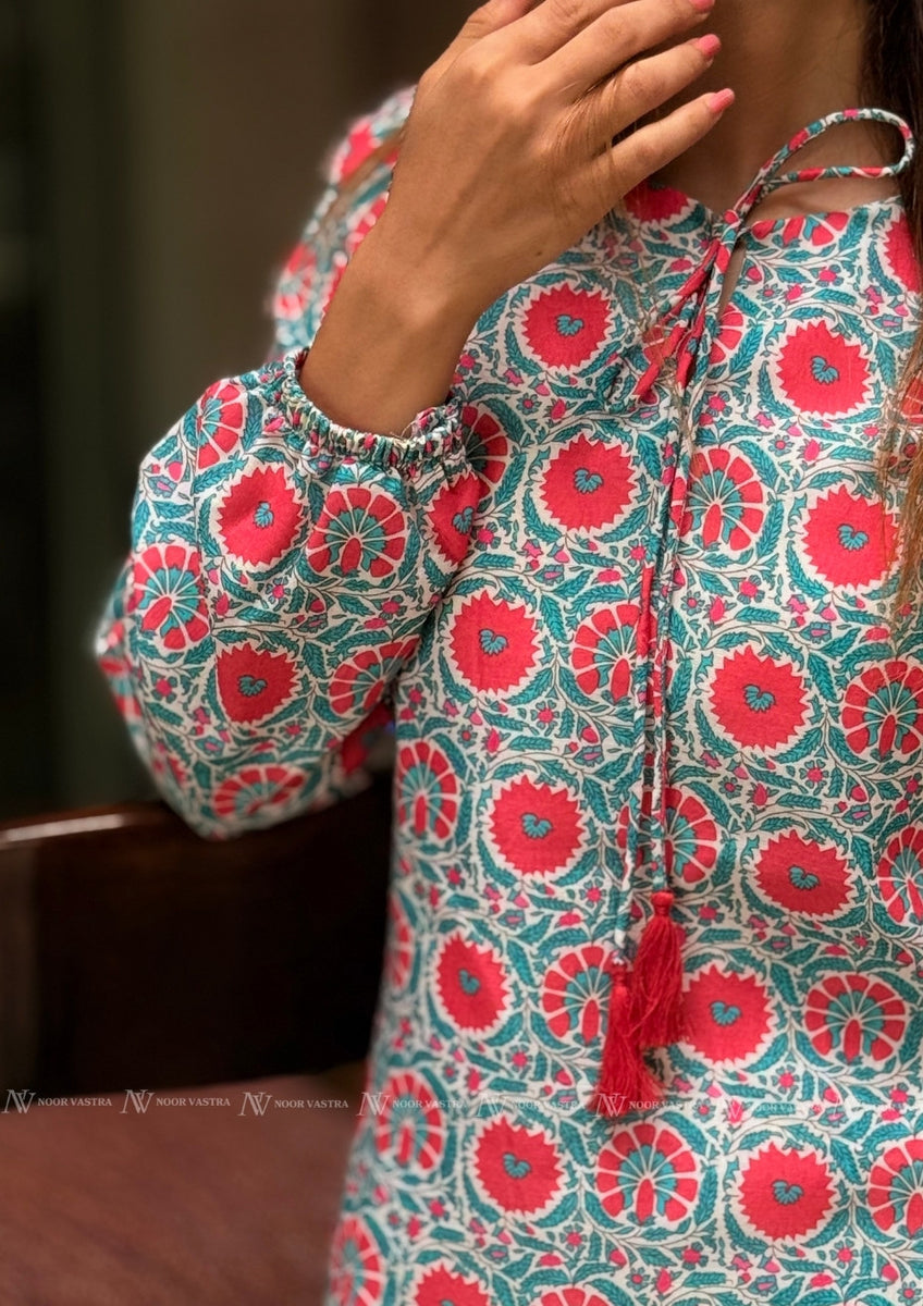 Teal Garden Grace Cotton Top