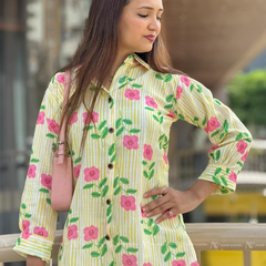 Yellow Flower Cotton Short Top