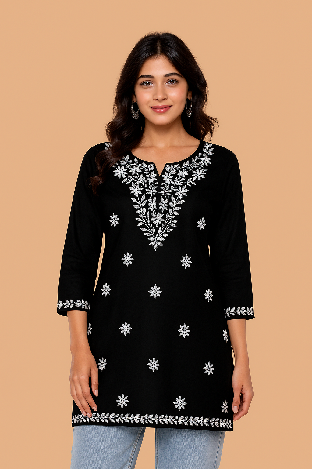 Black Bloom Embroidery Top