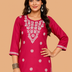 Pink Bloom Embroidery Top