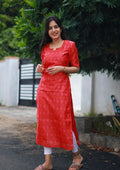 kurti chanderi red